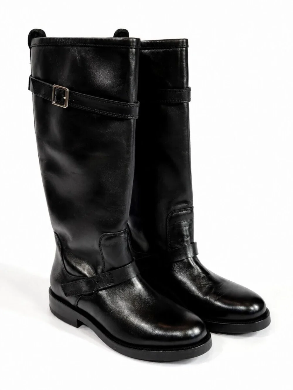 Steve Madden Sady black leather tall buckle boot 8.5M